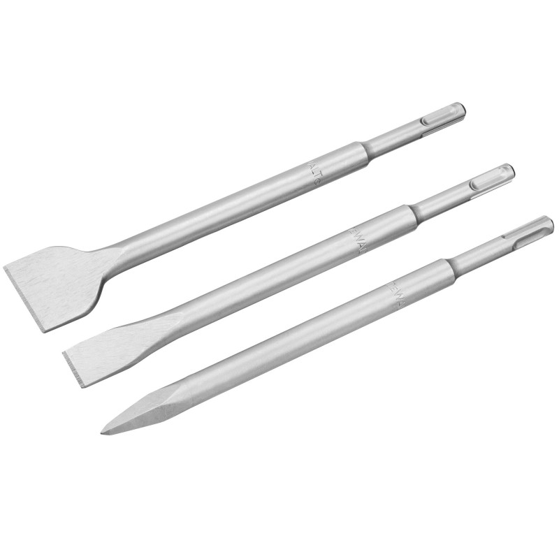 Pack de deux burins plats 250x20mm et 250x40mm et d'une pointe 250mm SDS-Plus
