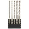 Barrette de 5 forets SDS+ : 6x160mm (x2), 8x160mm, 10x160mm, 12x160mm
