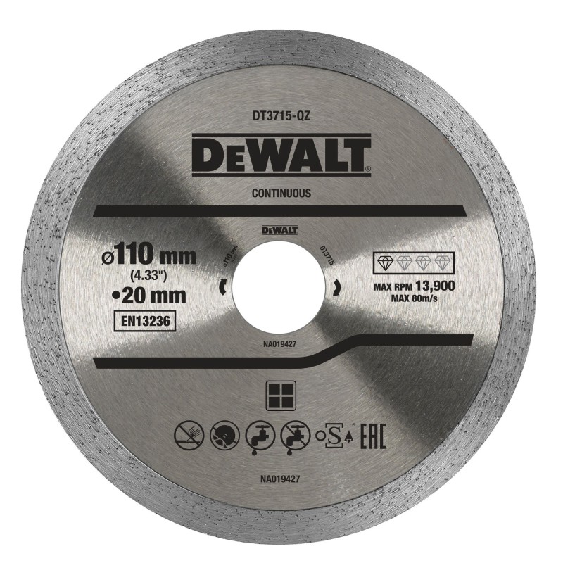 Disque pour scie à carrelage portative DWC410 à sec ou à l'eau 110x20mm